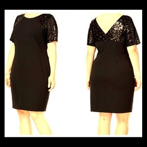 Calvin Klein Black Sequin Dress Knee Length 14W